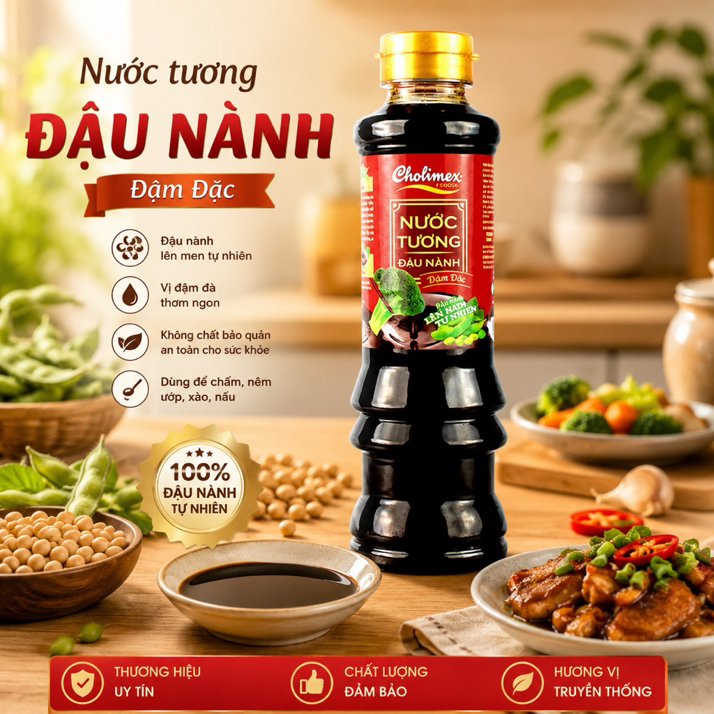 Nước tương lên men tự nhiên Cholimex chai 700ml - Đậm đặc, thơm ngon
