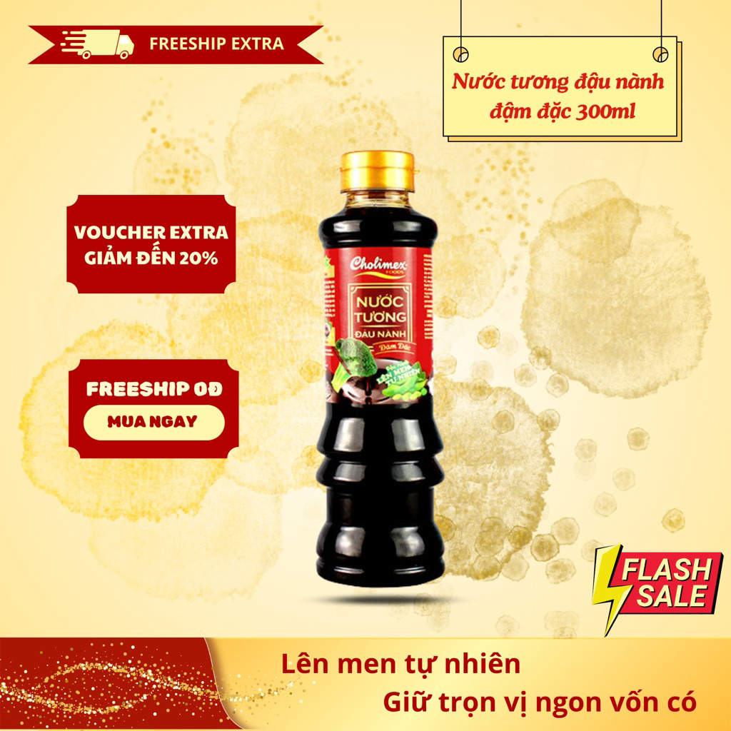 Nước tương Đậu nành lên men tự nhiên Cholimex 300ml - Đậm đặc, giữ trọn vị ngon