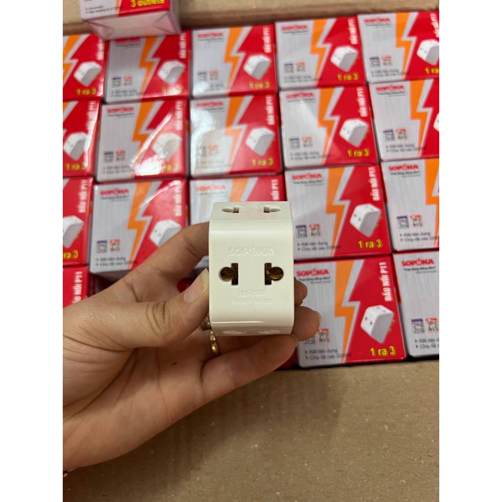 Ổ chia điện, ổ cắm điện gia dụng 3 cổng 2200W chịu tải cao chống cháy an toàn