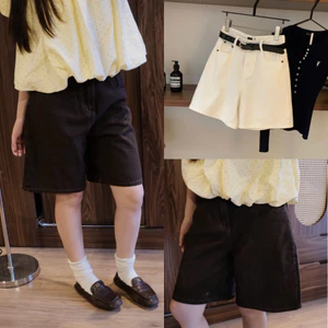Quần Short jean nữ chất bò trơn mềm Ống Suông Tôn Dáng Cạp Cao Đi Chơi Đi Học 6975