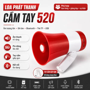 Loa Phóng Thanh Bluetooth Âm Lượng Lớn, Ghi Âm Phát Lại, Hỗ Trợ USB Thẻ Nhớ Kèm 1Pin/2 Pin