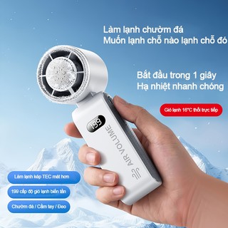 Quạt Cầm Tay Siêu Mạnh 199 Tốc Độ - Làm Lạnh Bán Dẫn, Màn Hình LED, Sạc USB, Nhỏ Gọn, Dùng Được Mọi Lúc Mọi Nơi