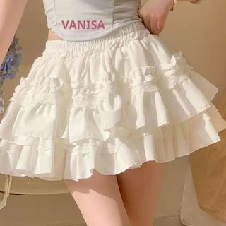 Chân váy xếp ly xoè 3 tầng phối ren lưng chun xinh đen trắng hàn quốc VANISA CV030