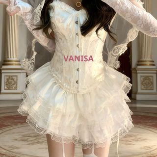 Chân váy nữ cạp chun phối ren xếp ly 3 tầng có quần bảo hộ đen trắng VANISA CV030