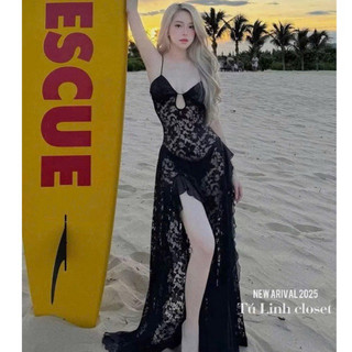 TKL1 Set bikini ren dài xẻ tà kèm quần chip đẹp đỉnh
