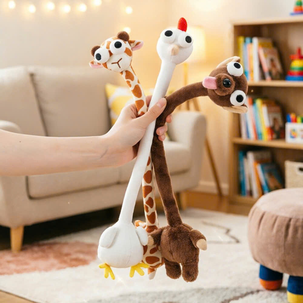 Đồ Chơi Thú Bông Cổ Dài 40CM Co Giãn, Xả Stress RICHOUSE, Gấu Cổ Dài Ngộ Nghĩnh Buộc Balo, Túi Xách