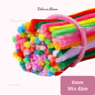 [Velours.bloom] LOẠI 1 - Kẽm Nhung 8mm Mix Màu Ngẫu Nhiên Siêu Dày 100 bó