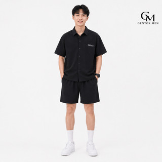 [ Mua 2 tặng 1] Bộ Sơ Mi Nam Tay Ngắn Kèm Quần Short Form Rộng Basic Mặc Mát BHN95