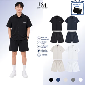 Bộ Sơ Mi Nam Tay Ngắn Kèm Quần Short Form Rộng Basic Mặc Mát BHN95