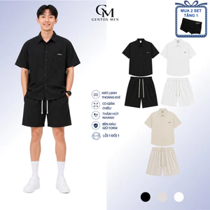 Set Sơ Mi Nam Tay Ngắn 3 Màu Kèm Quần Short Chun Co Giãn, Thoáng Mát, Form Rộng Basic Đủ Size BHN94