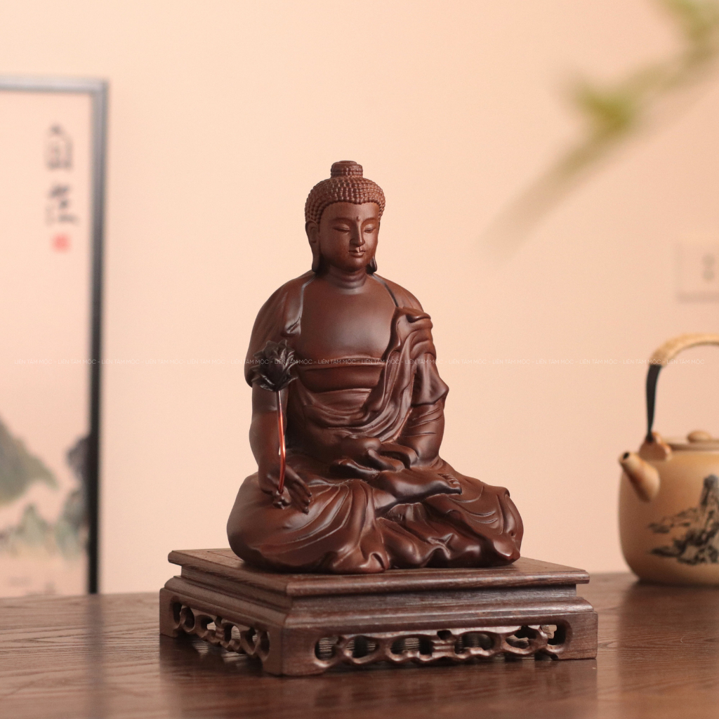 Tượng Dược Sư Lưu Ly Quang Vương Phật Mật Tông, Gỗ Hương cao 15/25cm, Cầu Sức Khỏe, Thờ Cúng, Trang Trí Bàn Làm Việc