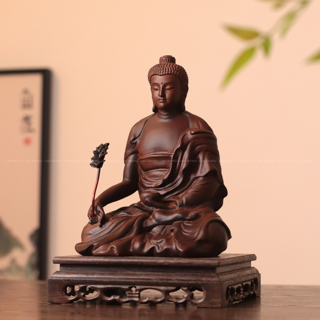 Tượng Dược Sư Lưu Ly Quang Vương Phật Mật Tông, Gỗ Hương cao 15/25cm, Cầu Sức Khỏe, Thờ Cúng, Trang Trí Bàn Làm Việc