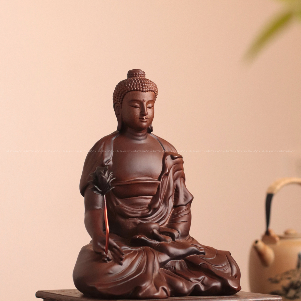Tượng Dược Sư Lưu Ly Quang Vương Phật Mật Tông, Gỗ Hương cao 15/25cm, Cầu Sức Khỏe, Thờ Cúng, Trang Trí Bàn Làm Việc