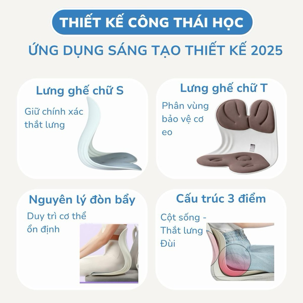 BẢN NÂNG CẤP Ghế Công Thái Học Giảm Đau Mỏi Lưng, Chống Gù Lưng, Ghế Bệt Tựa Lưng Văn Phòng