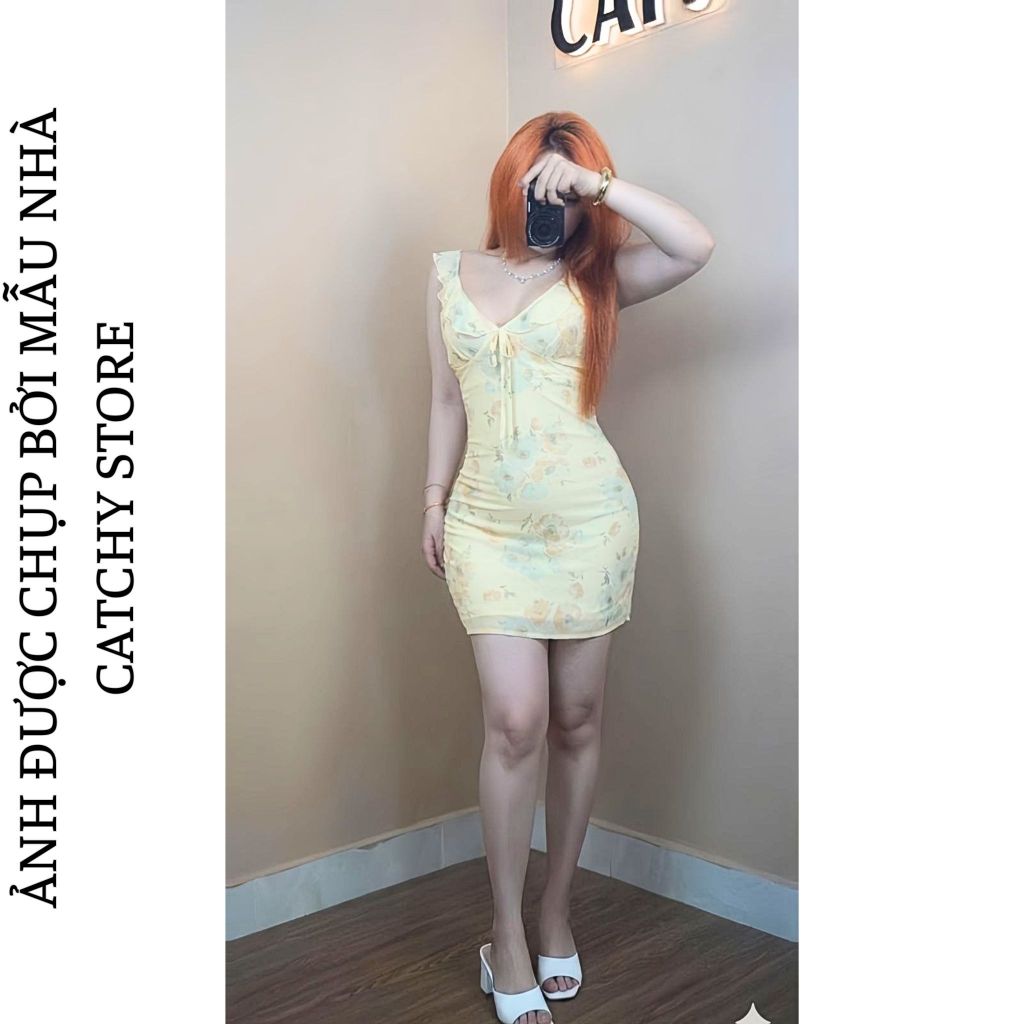 Đầm hoa maxi ôm body tay cánh tiên phối bèo phong cách nàng thơ hàn quốc thích hợp đi biển đi chơi vintage CATCHYstore