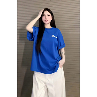 LOU BAE| Áo Thun Nữ Tay Ngắn Form Thụng In Chữ Chất Cotton