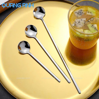 Thìa cà phê INOX SUS 304 | Muỗng cà phê dáng tròn thân dài dùng cho pha chế đồ uống, sinh tố, nước ép, Decor nhà hàng