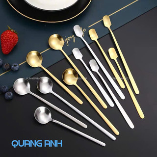 Thìa cà phê INOX SUS 304 | Muỗng cà phê dáng tròn thân dài dùng cho pha chế đồ uống, sinh tố, nước ép, Decor nhà hàng