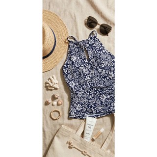 Áo bơi tankini nữ kín đáo hoạ tiết hoa trắng đen siêu xinh, sẵn đệm ngực, che bụng tốt hàng VNXK