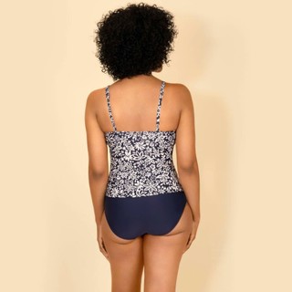 Áo bơi tankini nữ kín đáo hoạ tiết hoa trắng đen siêu xinh, sẵn đệm ngực, che bụng tốt hàng VNXK