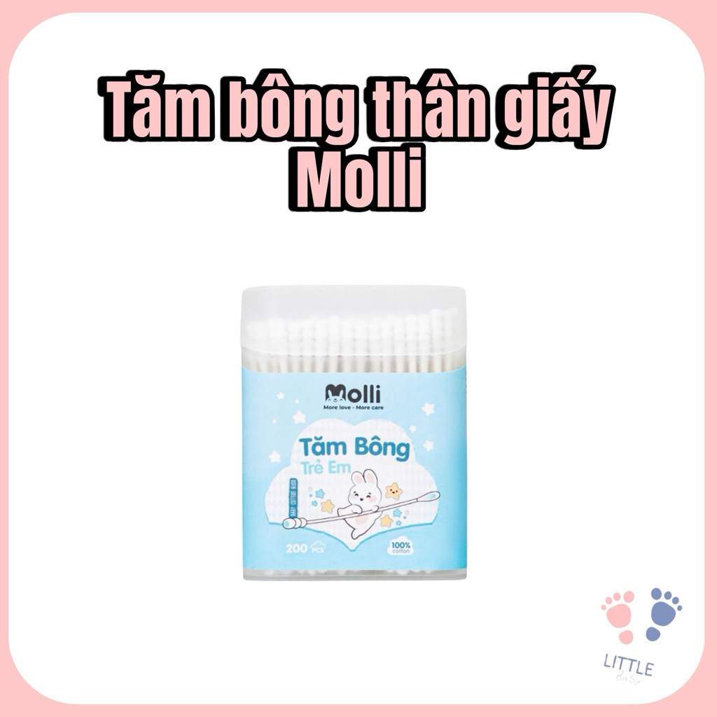 TĂM BÔNG MOLLI CHO BÉ SƠ SINH – MỀM MỊN, DỄ SỬ DỤNG, KHÔNG RƠI BÔNG