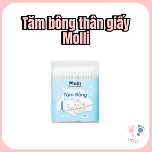 Tăm Bông Molli Cho Bé – Tăm Bông Sơ Sinh Thân Giấy Mềm Mịn An Toàn
