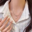 HOLIE Dây Chuyền Nữ Mạ Bạc Đính Ngọc Trai Nhân Tạo Treo – Thiết Kế Uốn Cong Hiện Đại,Thanh Lịch DC11