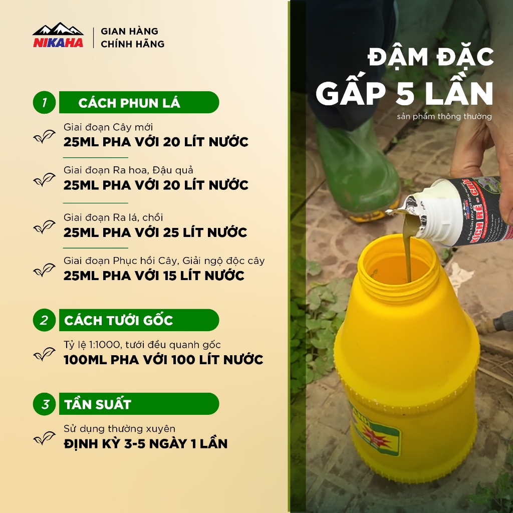 NIKAHA - Phân bón hữu cơ Kích Rễ Cây Cảnh, Rau màu, Kích chồi, Kích Hoa, Phục Hồi Cây Trồng - 100ml