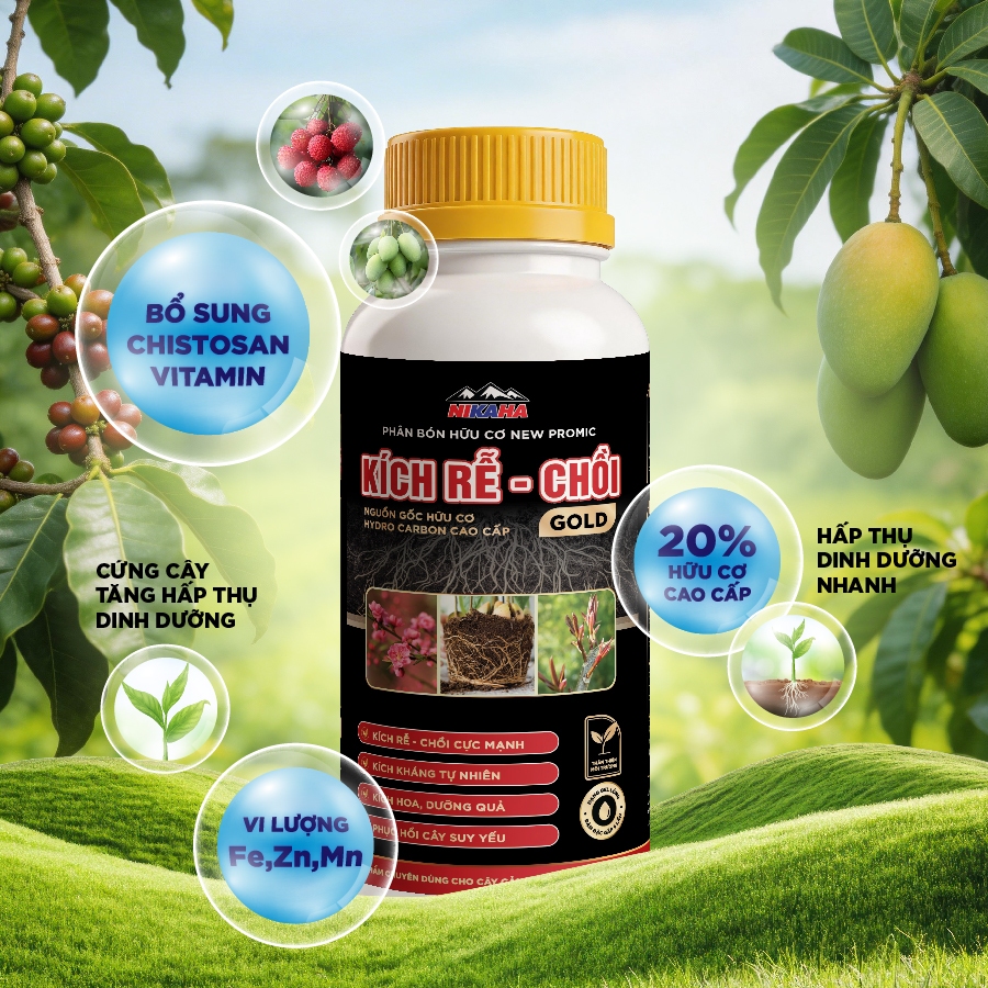 NIKAHA - Phân bón hữu cơ Kích Rễ Cây Cảnh, Rau màu, Kích chồi, Kích Hoa, Phục Hồi Cây Trồng - 100ml