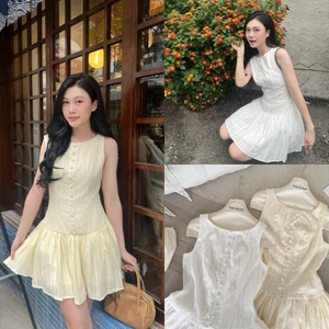 Lune Dress (TSW) Váy sát nách cúc bọc dáng xoè Nữ the.sweaterweather (Có sẵn)
