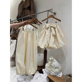 Set Bộ Đồ Nữ Gió Thô Áo Quây Bí Phồng Kèm Dây Nơ NGực Mix Quần Dài Boom Gấu