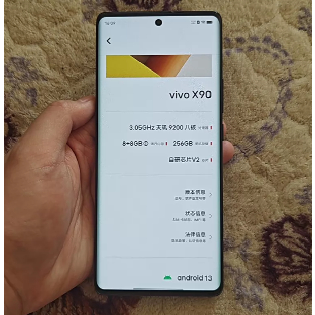Điện Thoại Vivo X90 5G, NFC, Chíp Dimensity 9200, 8/256GB, AMOLED 120Hz,Pin4810mAh, Sạc 120W