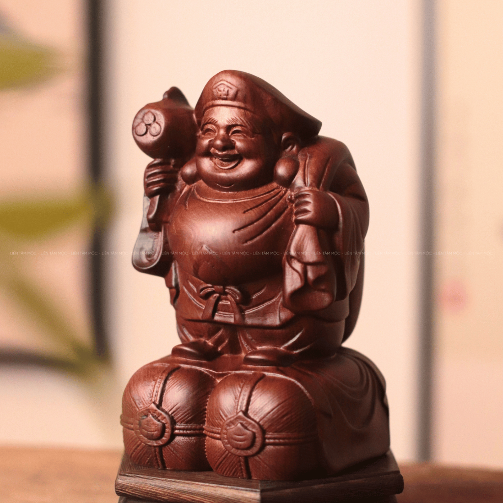Tượng Daikokuten Thần Tài Nhật Bản, Gỗ Hương Chạm Khắc Thủ Công Mỹ Nghệ Cao Cấp, Trang Trí Phong Thủy, Tài Lộc May Mắ