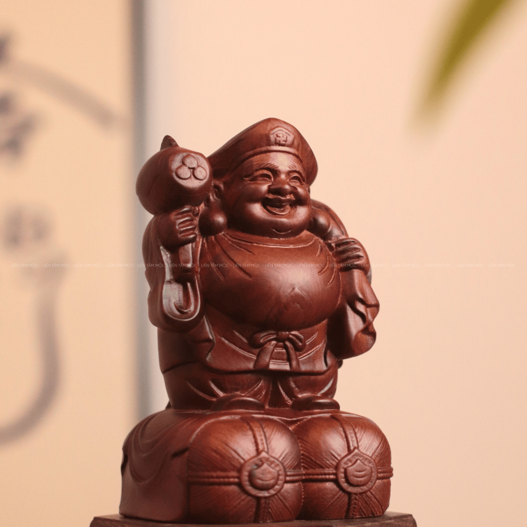 Tượng Daikokuten Thần Tài Nhật Bản, Gỗ Hương Chạm Khắc Thủ Công Mỹ Nghệ Cao Cấp, Trang Trí Phong Thủy, Tài Lộc May Mắ