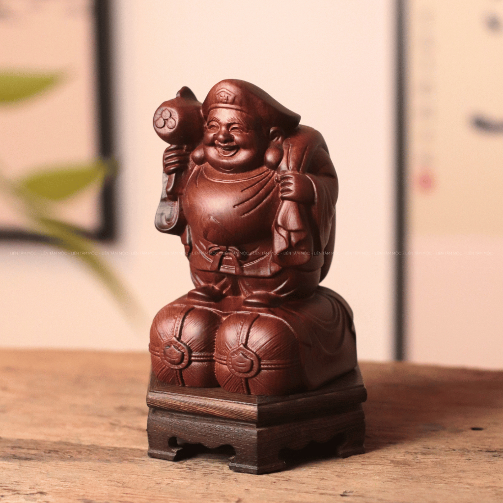 Tượng Daikokuten Thần Tài Nhật Bản, Gỗ Hương Chạm Khắc Thủ Công Mỹ Nghệ Cao Cấp, Trang Trí Phong Thủy, Tài Lộc May Mắ