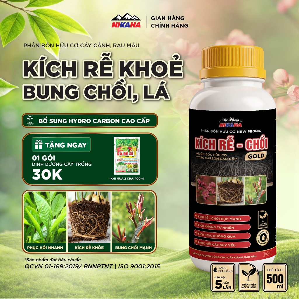 NIKAHA - Phân bón hữu cơ Kích Rễ Cây Cảnh, Rau màu, Kích chồi, Kích Hoa, Phục Hồi Cây Trồng - 100ml