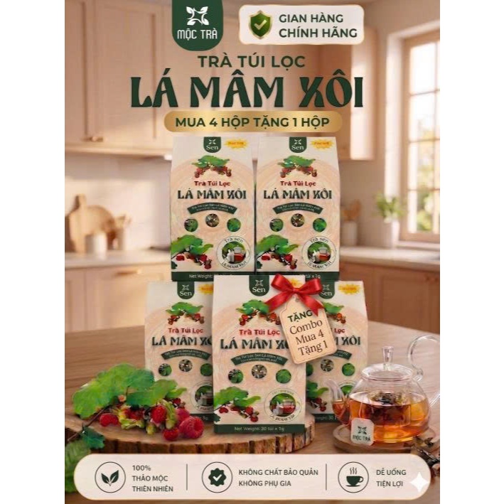 Trà Túi Lọc Lá Mâm Xôi Mộc Trà Thơm Ngon – 35 Túi x 5G | Hàng Chính Hãng