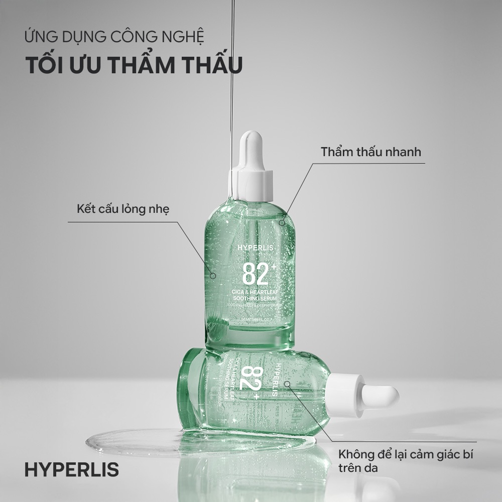 Tinh Chất Phục Hồi HYPERLIS 82+ CICA & HEARTLEAF SOOTHING SERUM Dịu Da Nhạy Cảm Chai 50ml