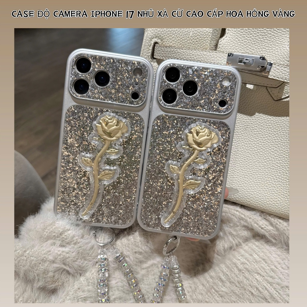 ỐP IPHONE NGỰA BẠC- HOA HỒNG 9999 ĐỘ IPHONE 17 NHŨ ĐÁ BLING BLING FULL CAMERA XỊN XÒ CHO 17 16 15 | NẮNG CASE