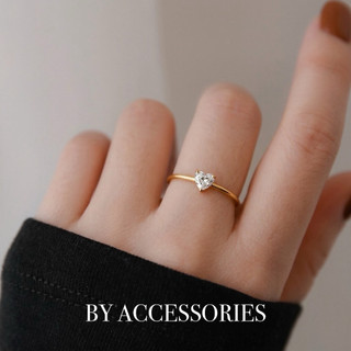 Nhẫn nữ titan tròn mảnh đơn giản đính 1 viên đá trái tim lấp lánh nhiều kiểu mạ vàng 18K không gỉ WR2643 BY ACCESSORIES