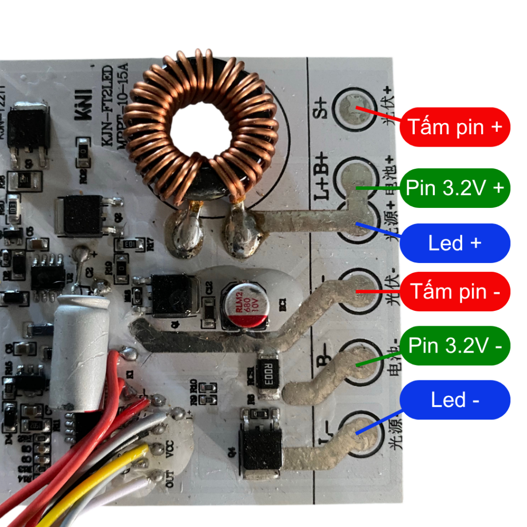 Mạch điều khiển sạc đèn năng lượng MPPT 15A 3.2V hiệu suất sạc cao tấm pin 18V