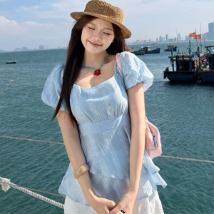 Áo babydoll ROSELLA họa tiết hoa thêu 2 tà AO845