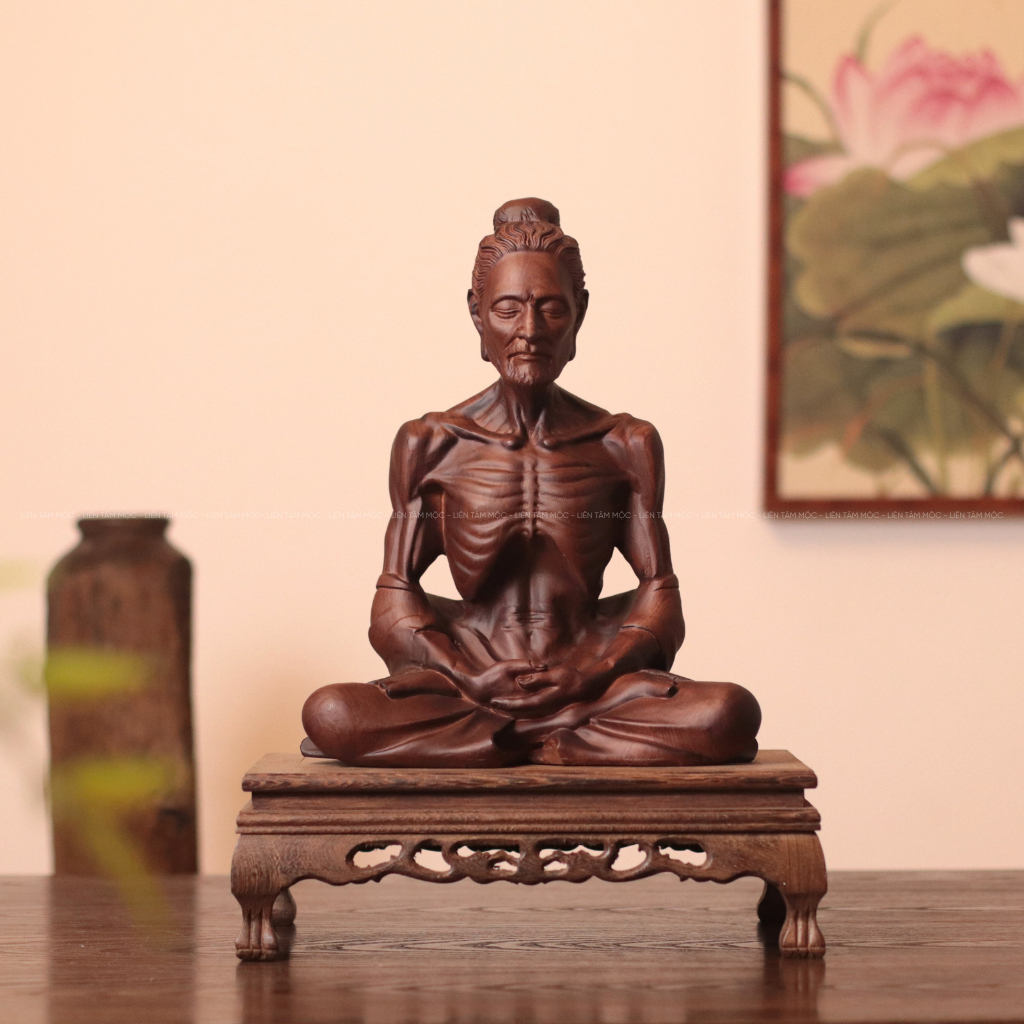 Tượng Phật Tuyết Sơn Gỗ Hương Đá Cao 20/30cm - Tượng Phật Khổ Hạnh Thiền Định Decor Phật Giáo Tâm Linh Để Thờ, Trang Trí