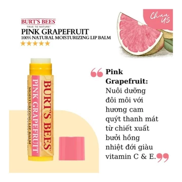 [XÀI ĐÃ HẾC XỨT] SON DƯỠNG KHÔNG MÀU BURT'S BEES PINK GRAPEFRUIT BƯỞI HỒNG THUẦN CHAY