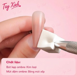 Bút Kẹp Mút Dặm Ombre Nail Kèm Hộp Mút – Dụng Cụ Tán Ombre Chuyên Nghiệp Cho Thợ Nail