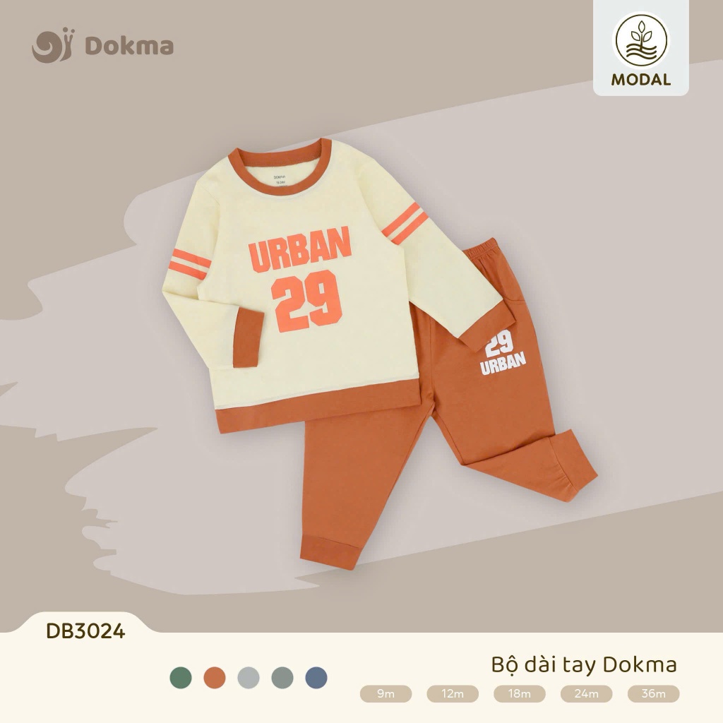 (9-13kg) Bộ Cổ Tròn Cotton Dài Tay Dokma Cho Bé DB3024  DB3026