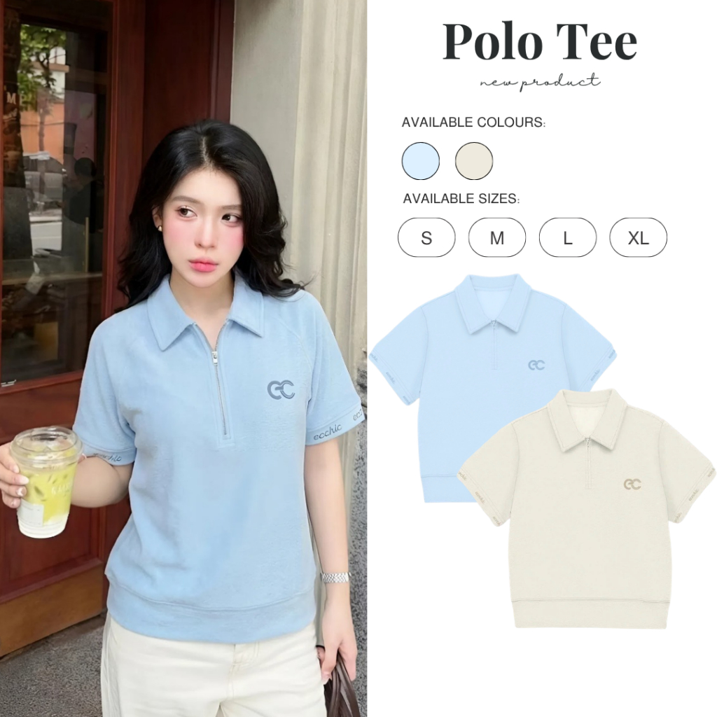 Áo Polo MONARQUE ECOCHIC B164 Logo Cao Su Bo Gấu Nhẹ Bo Tay Rib Dệt Chữ Chính Hãng Unisex Nam Nữ Định Lượng 260grm