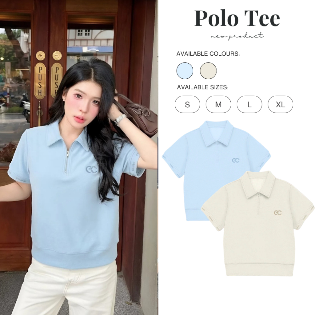 Áo Thun Polo MONARQUE ECOCHIC Logo Cao Su 3D Bo Gấu Nhẹ Bo Tay Rib Dệt Chữ Định Lượng 260grm Chính Hãng B164