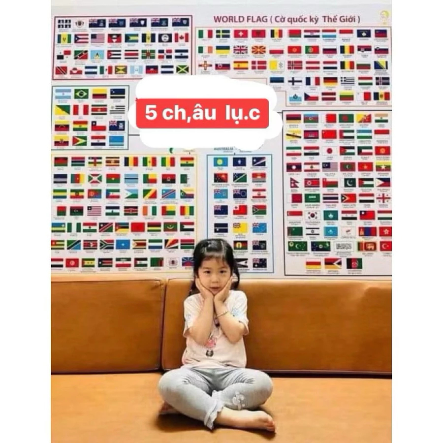Tranh Dán CỜ QUỐC GIA HƠN 200 LÁ Cho Bé Học