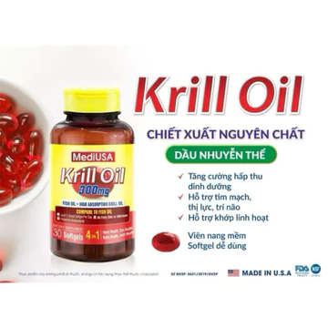 Dầu nhuyễn thể Krill Oil MediUSA ( 30 Viên ) - bổ sung omega 3 hỗ trợ sức khỏe tim mạch